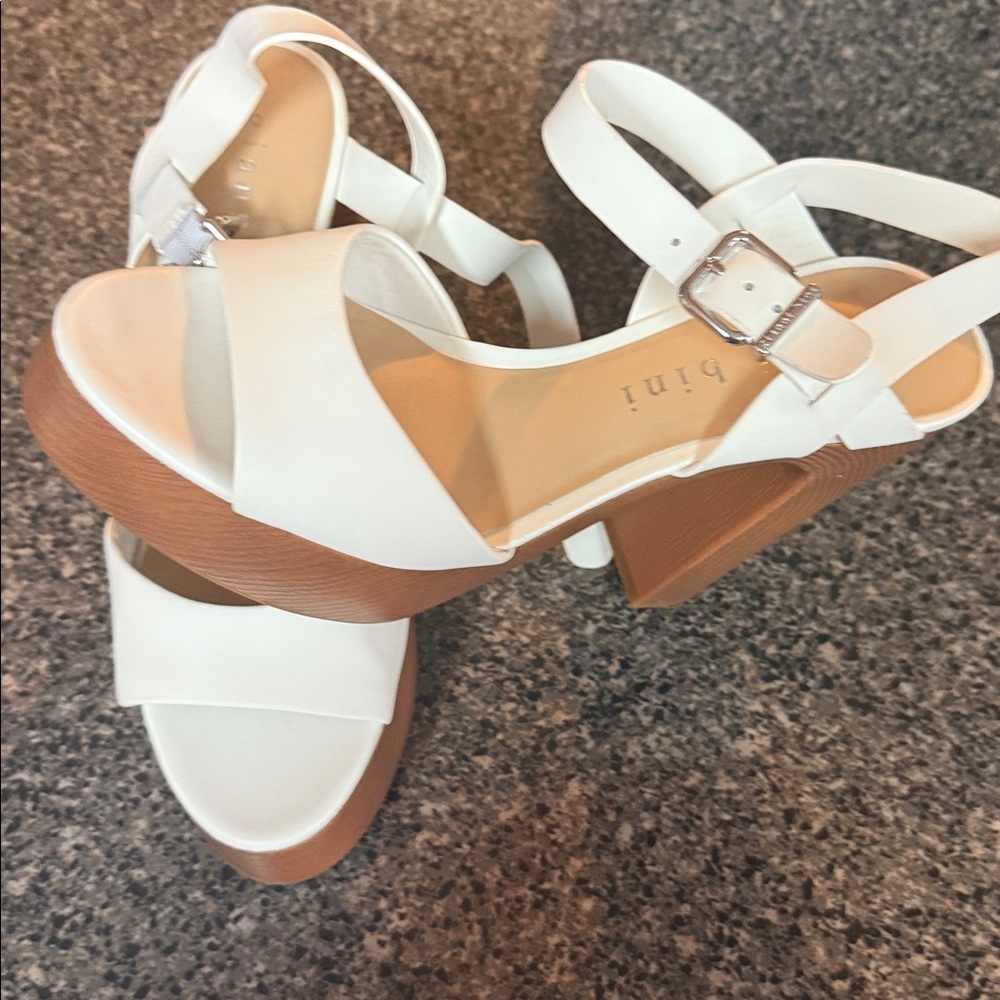 Gianni Bini White and Tan Platform Sandals. New
